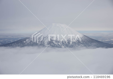 Mt. Yotei and the sea of clouds seen from the backcountry area of Niseko Annupuri in Kutchan, Abuta District, Hokkaido Mt. Yotei and the sea of clouds seen from the backcountry area of Niseko Annupuri in Kutchan, Abuta District, Hokkaido 118489196