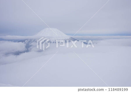 Mt. Yotei and the sea of clouds seen from the backcountry area of Niseko Annupuri in Kutchan, Abuta District, Hokkaido Mt. Yotei and the sea of clouds seen from the backcountry area of Niseko Annupuri in Kutchan, Abuta District, Hokkaido 118489199