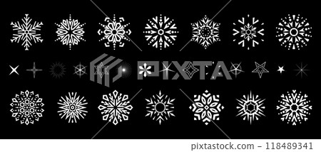 Snowflakes icon collection. Graphic modern black and white ornament. 118489341