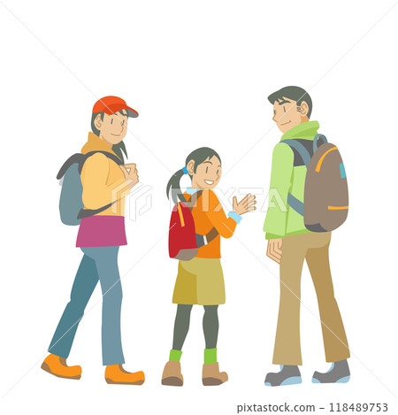 Illustration of a parent and child going mountain climbing Illustration of a parent and child going mountain climbing 118489753