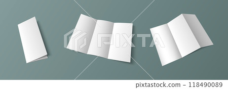 Fold leaflet mockup. Blank trifold paper template 118490089