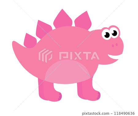 Cute baby dinosaur. Hand drawn stegosaurus. Flat cartoon vector illustration isolated on white background. Cute baby dinosaur. Hand drawn stegosaurus. Flat cartoon vector illustration isolated on white background. 118490636