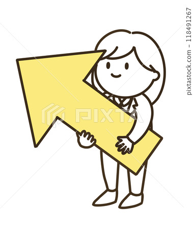 Illustration of a woman holding an arrow Illustration of a woman holding an arrow 118491267