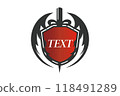 使用劍、盾、翼的符號標誌素材③ 118491289