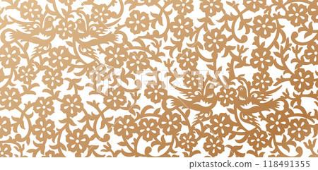 Cherry Blossom floral pattern golden colors isolated white backgrounds for floral wallpapers the bedroom, patterned fill, webs page, surface textures, books cover, fabrics printing papers, invitations Cherry Blossom floral pattern golden colors isolated white backgrounds for floral wallpapers the bedroom, patterned fill, webs page, surface textures, books cover, fabrics printing papers, invitations 118491355