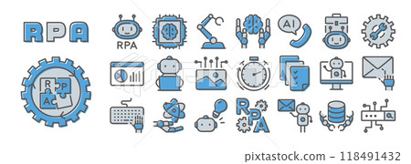 RPA (Robotic Process Automation) Colorful Icon Set 118491432
