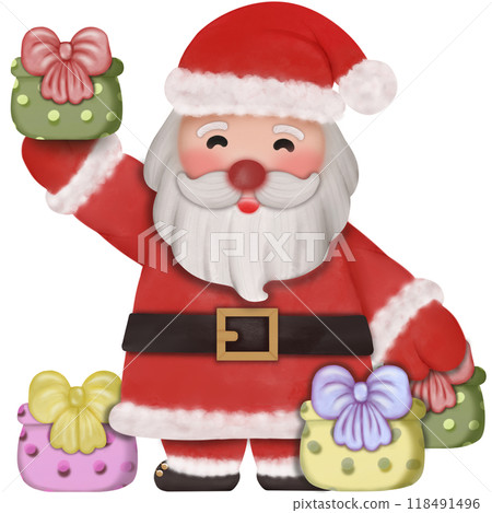 Set of cartoon santa claus hand drawn cute.characters cute and happy for decor elements xmas holiday eve celebration 118491496
