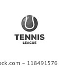 flat tennis league logo template design. vintage tennis ball illustration for league, championship and tournament 118491576