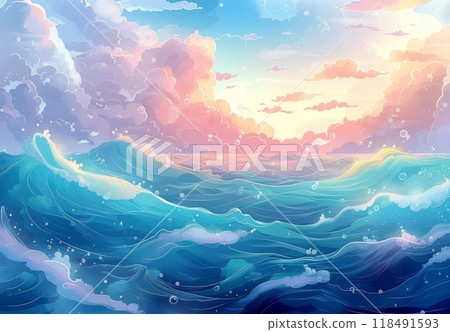 美麗的大海卡通插畫 118491593