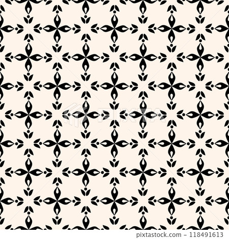 Abstract simple floral gothic style seamless pattern. Elegant minimal monochrome stylish background. Perfect for textile, fabric and fashion print. 118491613
