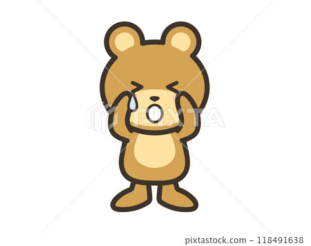 一隻悲傷哭泣的可愛熊的插圖 118491638