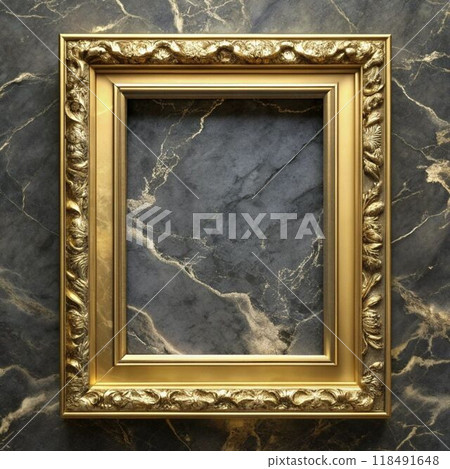 gold frame on grunge wall 118491648