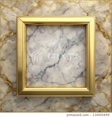 golden frame on cement wall 118491649