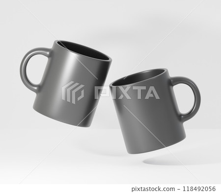 Realistic black mug for mockup, 3D rendering Realistic black mug for mockup, 3D rendering 118492056
