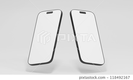 Mockup smart phone 16 new generation and screen Transparent and Clipping Path isolated screen template for Infographic Business web site design app	 118492167