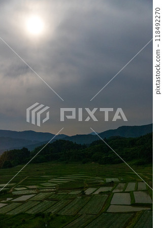 Sawaradaira rice terraces in the moonlight 118492270