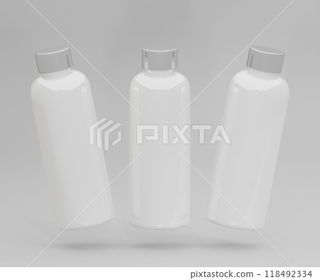 White water bottle mockup on an off white background	 118492334