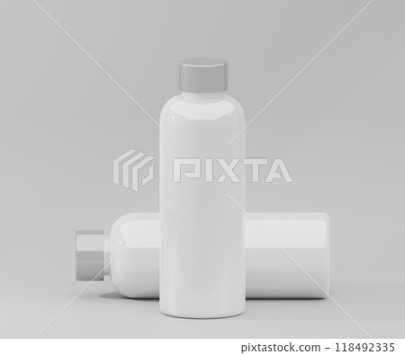 White water bottle mockup on an off white background	 118492335
