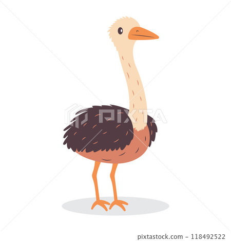 Cute Ostrich Brown African Big Bird Nature Wildlife Animal Character 118492522