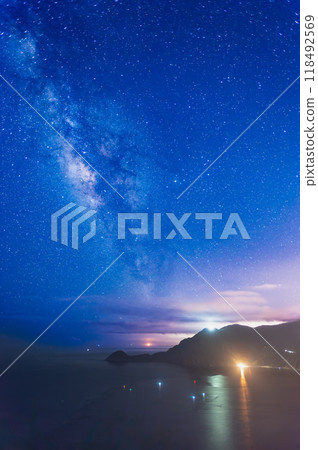 Night Sky Over Coastal Mountains in Taiwan. Night Sky Over Coastal Mountains in Taiwan. 118492569