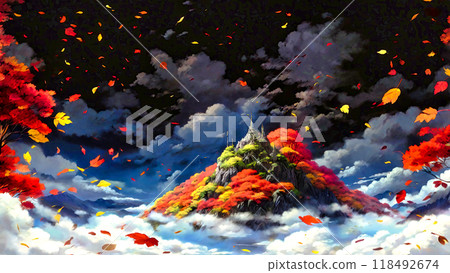 Autumnal mountains and castle 118492674