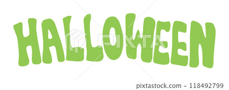 Yellow-green Halloween letters, handwritten style Yellow-green Halloween letters, handwritten style 118492799