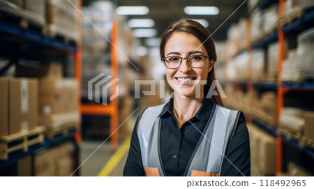 Warehouse worker portrait at workplace 118492965