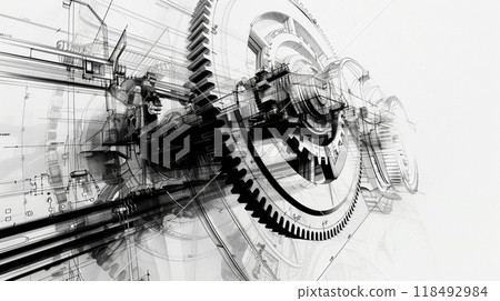 Gear transmission drawing background 118492984
