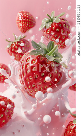 Strawberry milk milkshake splash background.  118493112