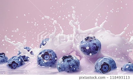 Blueberry milk milkshake splash background 118493113