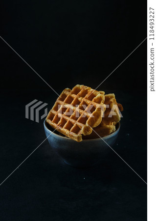 Belgian waffles in a bowl Belgian waffles in a bowl 118493227