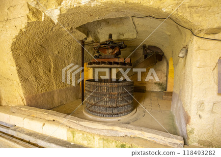 Wine cellar in Breze Castle (Chateau de Breze), Pays de la Loire, France Wine cellar in Breze Castle (Chateau de Breze), Pays de la Loire, France 118493282