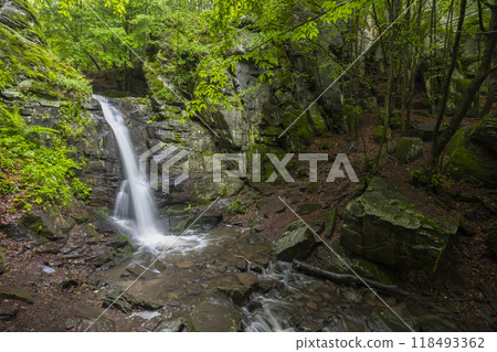 Starohutiansky waterfall near Nova Bana and Zarnovica, Pohronsky Inovec mountains, Slovakia Starohutiansky waterfall near Nova Bana and Zarnovica, Pohronsky Inovec mountains, Slovakia 118493362