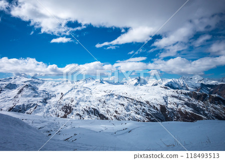 Ski slopes and mountains of Les Menuires in the french alps 118493513