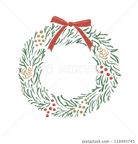 Christmas lease with red ribbon Christmas lease with red ribbon 118493745