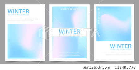 Set of Winter Gradient Backgrounds. Modern vector illustration. Iridescent aura card. Pastel minimalist backdrop for social media, business card or website design Set of Winter Gradient Backgrounds. Modern vector illustration. Iridescent aura card. Pastel minimalist backdrop for social media, business card or website design 118493775