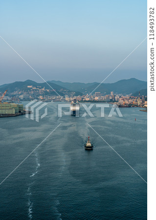 Cruise ship departing from Nagasaki Port (Celebrity Millennium) from Megami Ohashi Bridge [Nagasaki City] 118493782