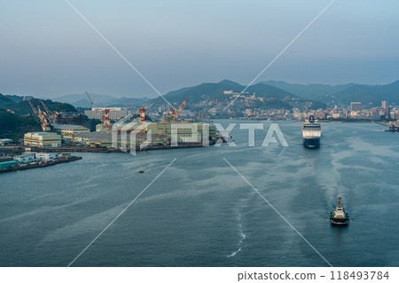 Cruise ship departing from Nagasaki Port (Celebrity Millennium) from Megami Ohashi Bridge [Nagasaki City] 118493784