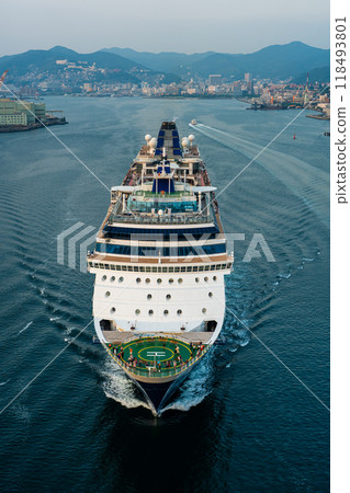 Cruise ship departing from Nagasaki Port (Celebrity Millennium) from Megami Ohashi Bridge [Nagasaki City] 118493801