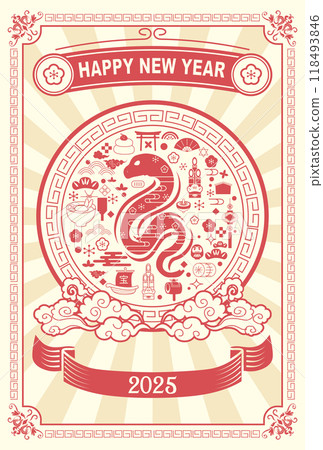 New Year's card 2025 Year of the Snake 118493846