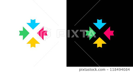The X arrow logo design is unique and colorful 118494084