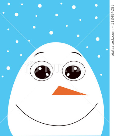 Snowman with snowflakes Christmas Card Template On A Blue Background 118494283