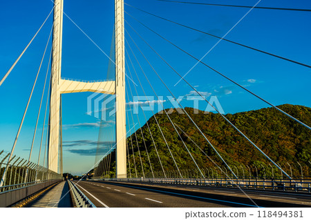 Sunrise over Megami Ohashi Bridge [Nagasaki City] 118494381