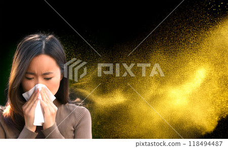 A woman suffering from yellow dust and an unknown virus 118494487
