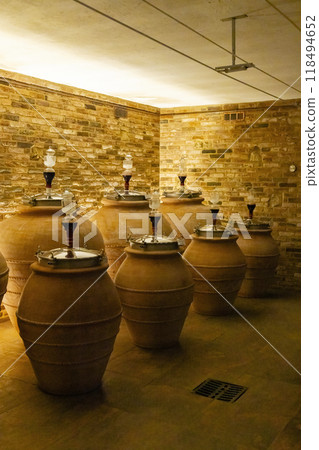 Wine cellar, Cascina Montalbera, Castagnole Monferrato, Piedmont, Italy Wine cellar, Cascina Montalbera, Castagnole Monferrato, Piedmont, Italy 118494652