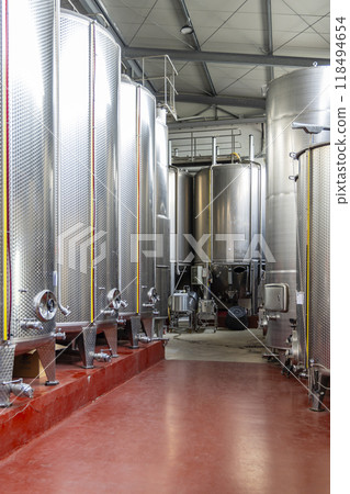 Wine cellar, Cascina Montalbera, Castagnole Monferrato, Piedmont, Italy Wine cellar, Cascina Montalbera, Castagnole Monferrato, Piedmont, Italy 118494654