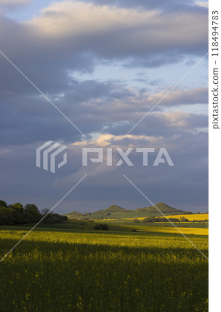 Typical landscape near Ranna, Ceske Stredohori, Northern Bohemia, Czech Republic 118494783
