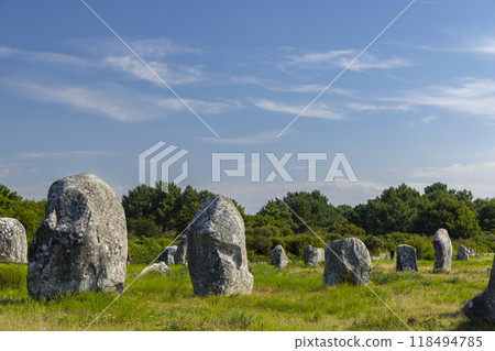 Standing stones (or menhirs) in Carnac, Morbihan, Brittany, France 118494785