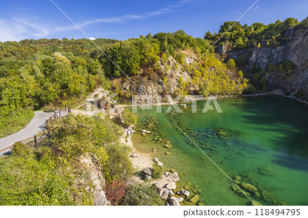 Benatina travertine, natural monument and protected landscape area Vihorlat, Slovakia 118494795