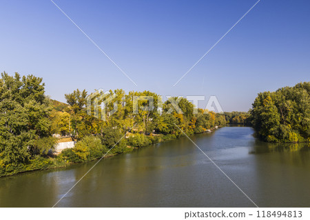 Confluence of Bodrog and Tisza rivers in Tokaj town, Tokaj region, UNESCO site, Great Plain, North Hungary Confluence of Bodrog and Tisza rivers in Tokaj town, Tokaj region, UNESCO site, Great Plain, North Hungary 118494813